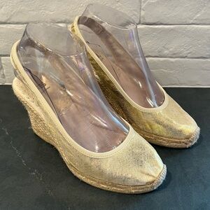 RAS sz 36 US 6 gold metallic leather espadrille wedges